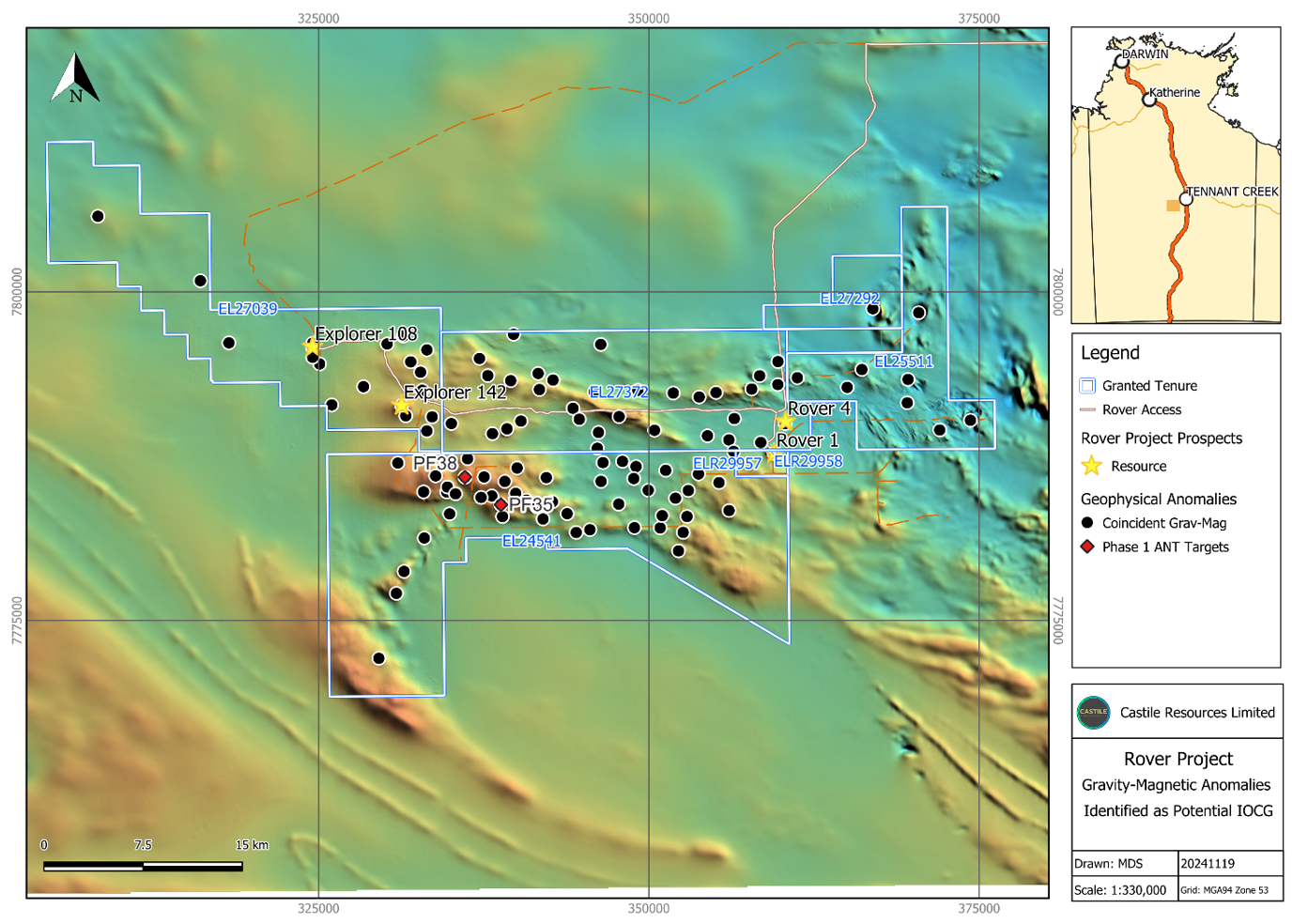 Rover Project gravity-magnetic anomalies and ANT targets