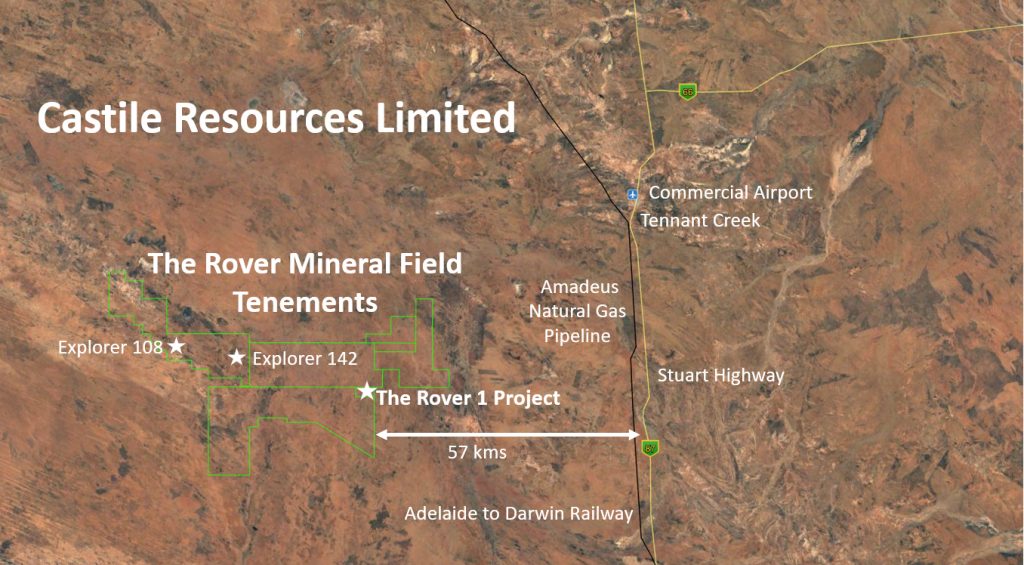Rover Mineral Field tenements and proximity to Tennant Creek infrastructure